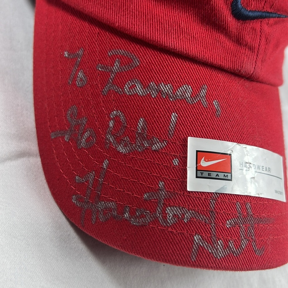 Vintage Red Nike Signed by Houston Nutt Ole Miss Rebels Hat - Picture 4 of 12